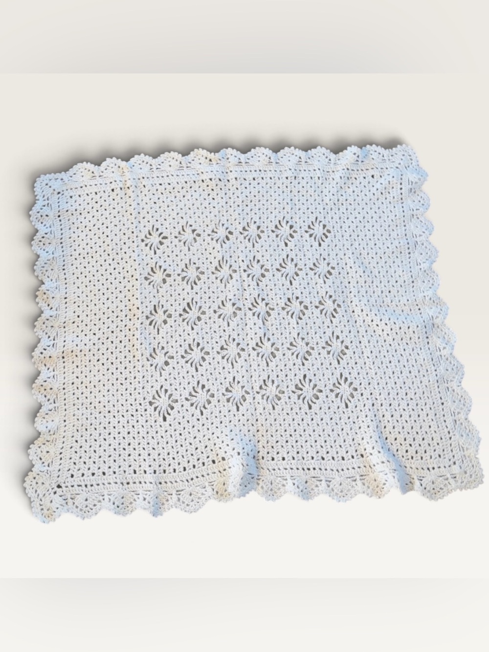 Handmade White Crochet Baby/Throw Blanket
